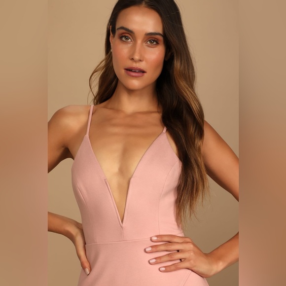 LULUS Dare to Take the Plunge Dusty Pink Tulip Mini Dress - size S - Picture 5 of 11